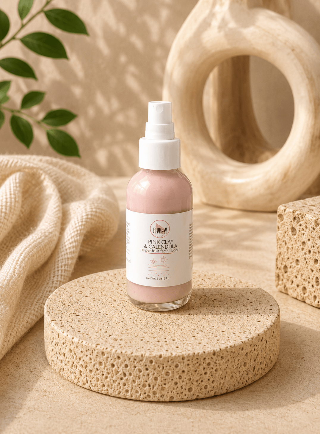 Pink Clay + Calendula Facial Lotion R Drew Naturals